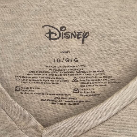 Disney Shirt Womens Large Gray Cotton V-Neck Minnie Mouse Art Cartoon Adult L - Picture 5 of 5